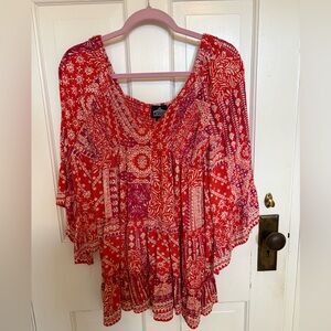 Red & White Boho Dress